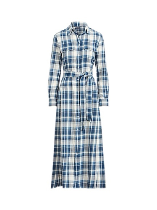 Polo Ralph Lauren Dresses & Skirts - Polo by Ralph Lauren Blue and White Plaid Maxi Shirt Dress